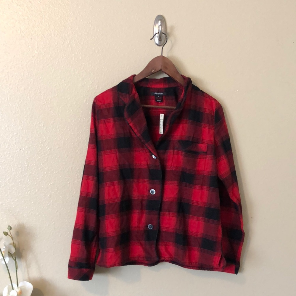 Madewell Women’s PJ Top Plaid Red. & Black Sz S